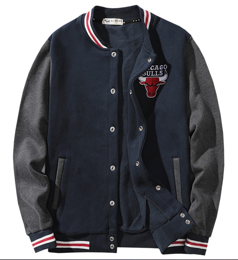 Бомберы 2019 NBA Chicago Bulls Navy White Bomber Jacket
