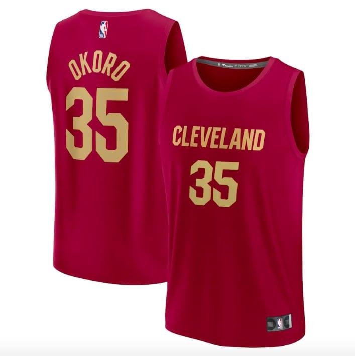 Баскетбольная джерси 2022-23 Cleveland Cavaliers #35 Isaac Okoro Fast Break Icon Wine Jersey