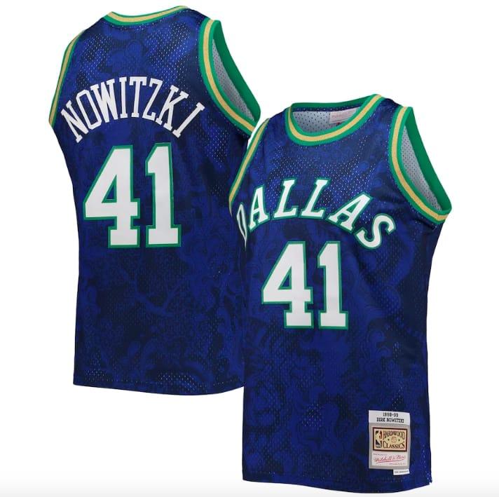 Баскетбольная джерси 1998-99 Dallas Mavericks #11 Dirk Nowitzki Mitchell & Ness Lunar New Year Blue Jersey