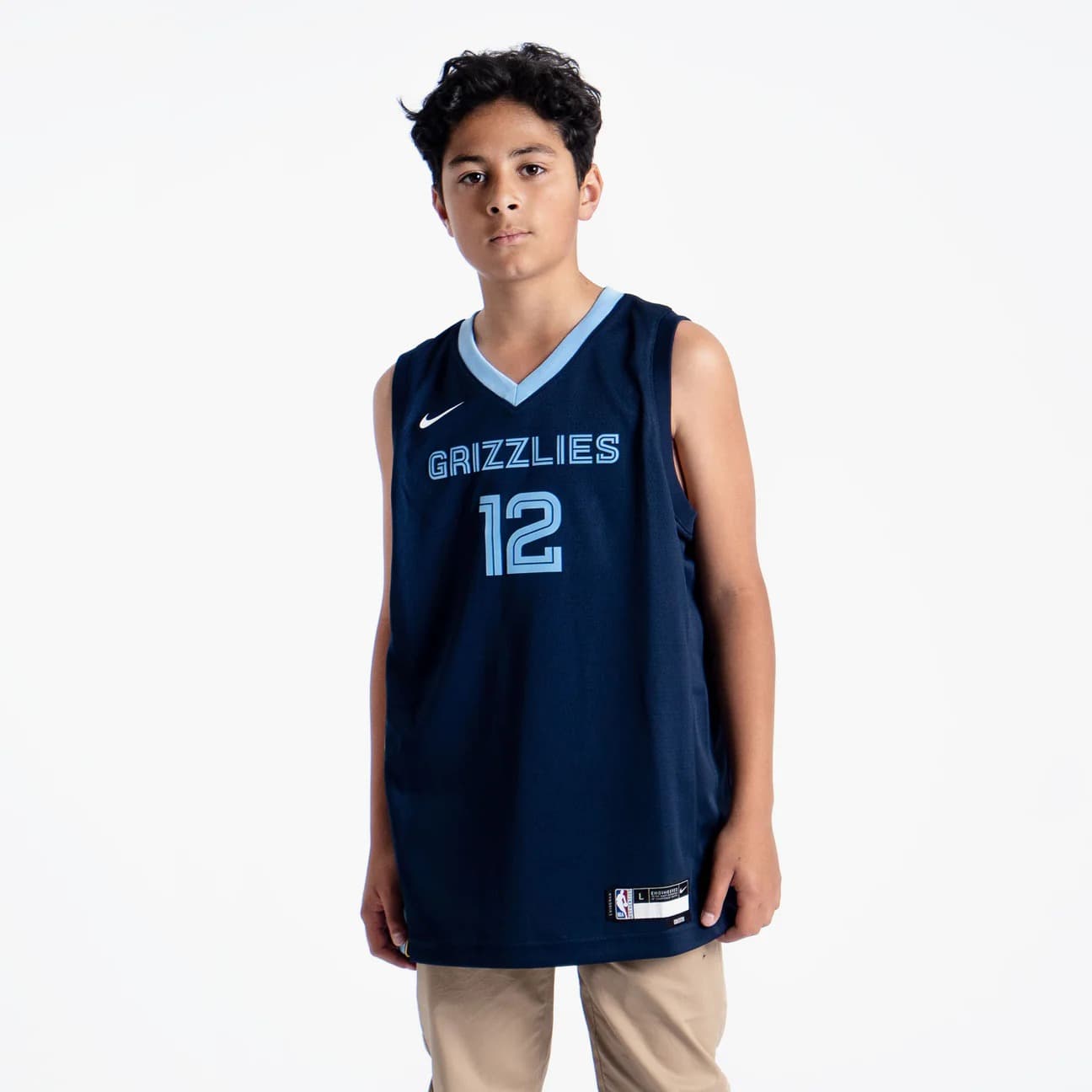 Баскетбольная джерси 2022-23 Memphis Grizzlies Ja Morant #12 Youth Swingman Icon Edition Navy Jersey