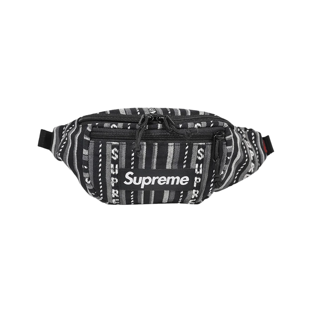 Supreme Woven Stripe Waist Bag 'Black'