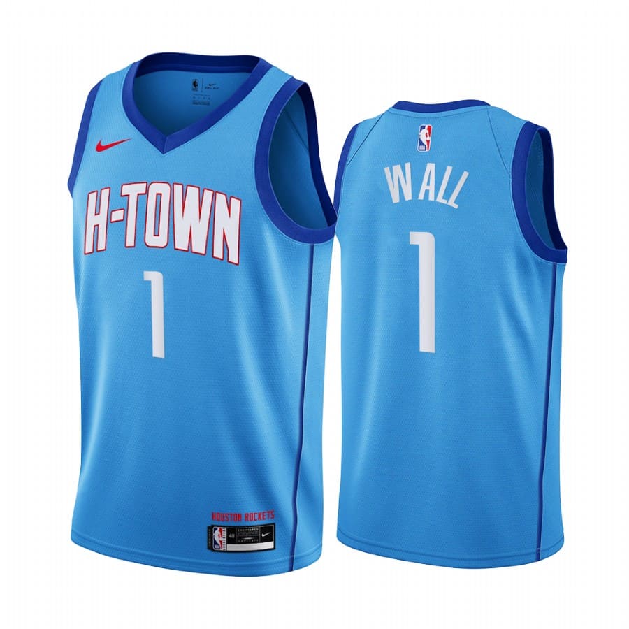 Баскетбольная джерси 2020-21 Houston Rockets #1 John Wall City Edition Blue Swingman Jersey