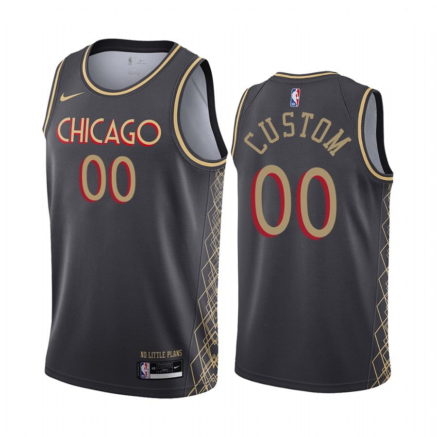 Баскетбольная джерси 2020-21 Chicago Bulls #00 Custom City Edition Black Swingman Jersey