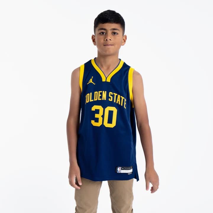 Баскетбольная джерси 2022-23 Golden State Warriors Stephen Curry #30 Youth Statement Edition Navy Jersey