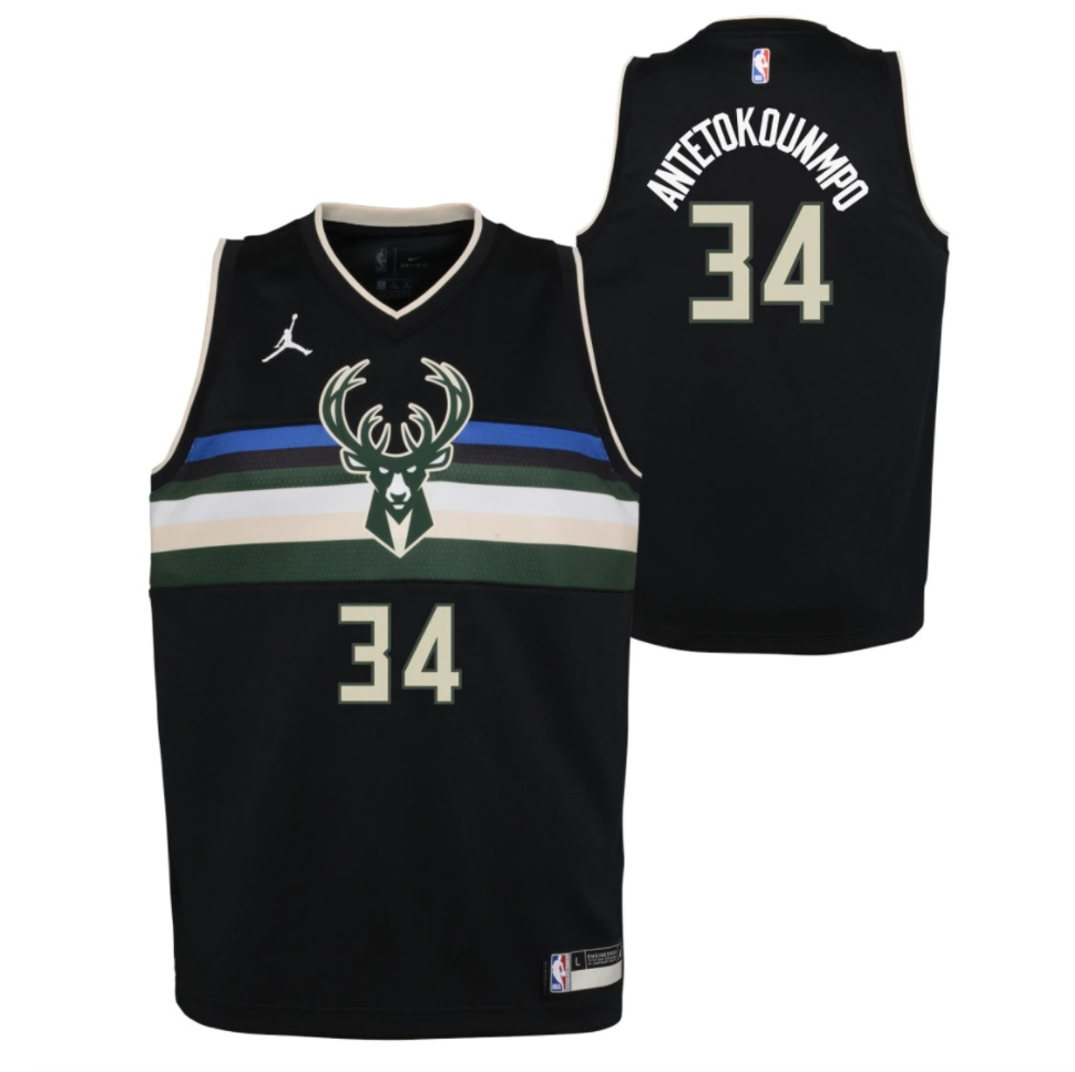 Баскетбольная джерси Nike Giannis Antetokounmpo Milwaukee Bucks 2021 Statement Edition Youth NBA Swingman Jersey