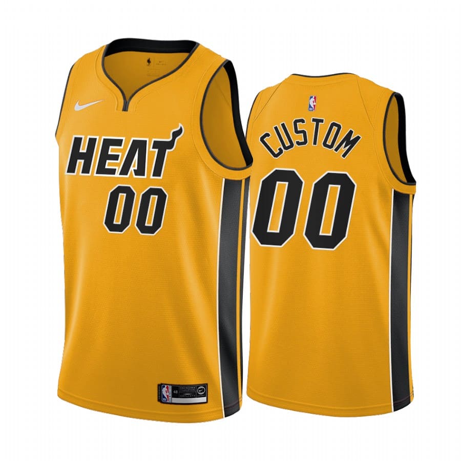 Баскетбольная джерси 2020-21 Miami Heat #00 Custom Earned Edition Yellow Swingman Jersey