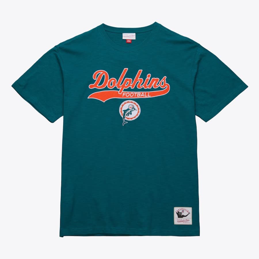 Футболка Mitchell & Ness Aqua Miami Dolphins Vintage Logo Legendary Slub T-Shirt