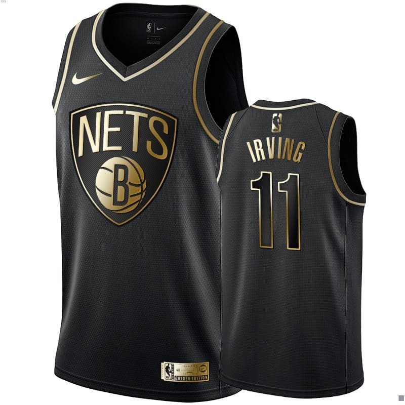 Баскетбольная джерси 2019-20 Brooklyn Nets #11 Kyrie Irving Golden Edition Black Swingman Jersey