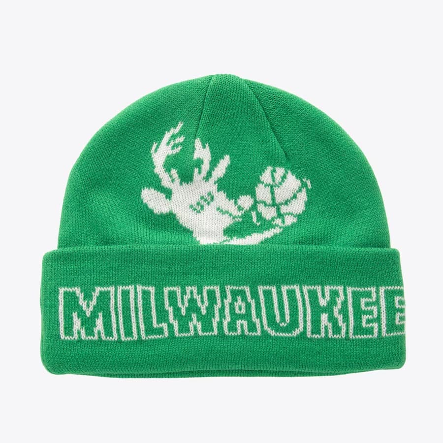 Шапка Mitchell & Ness Green Milwaukee Bucks Hardwood Classics K.O. Cuffed Knit Hat