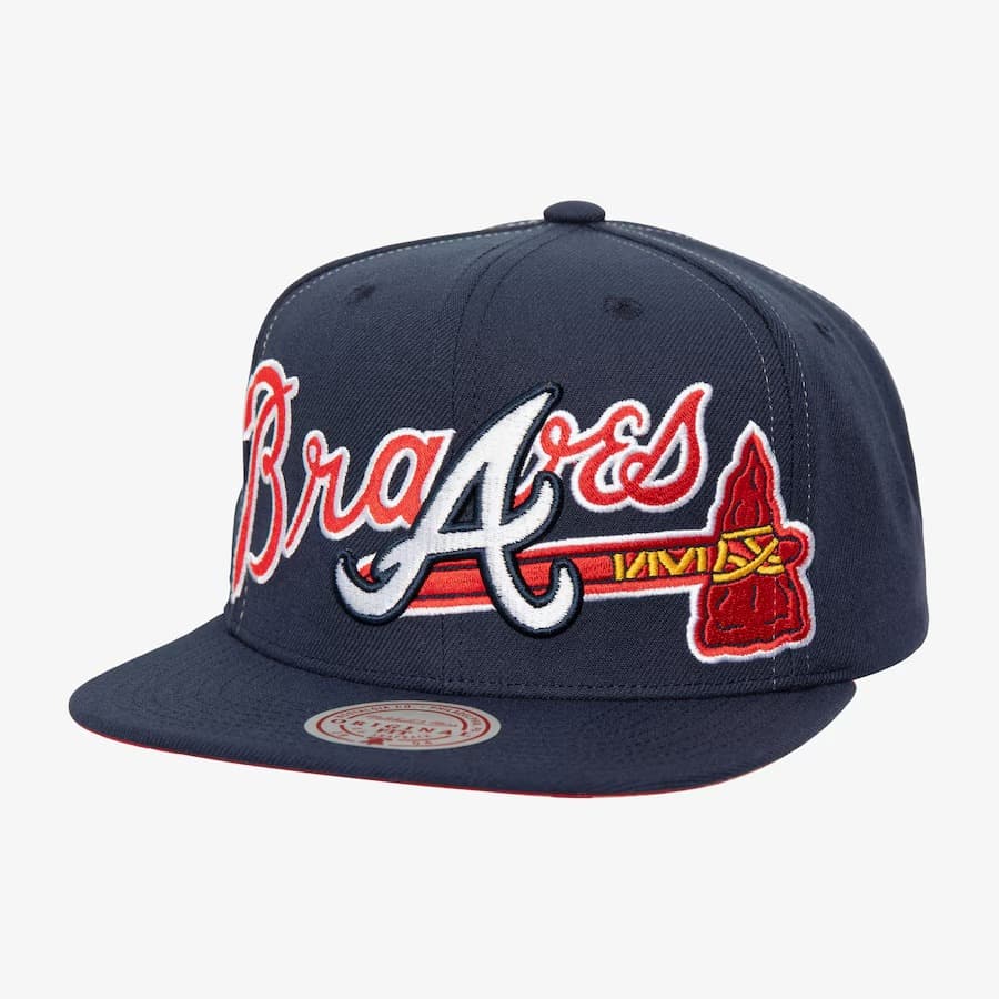 Бейсболка Mitchell & Ness Navy Atlanta Braves Day 4 Snapback Hat