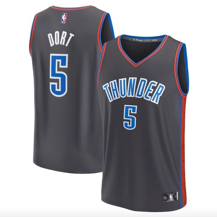 Баскетбольная джерси 2022-23 Oklahoma City Thunder #5 Luguentz Dort Fastbreak City Grey Jersey