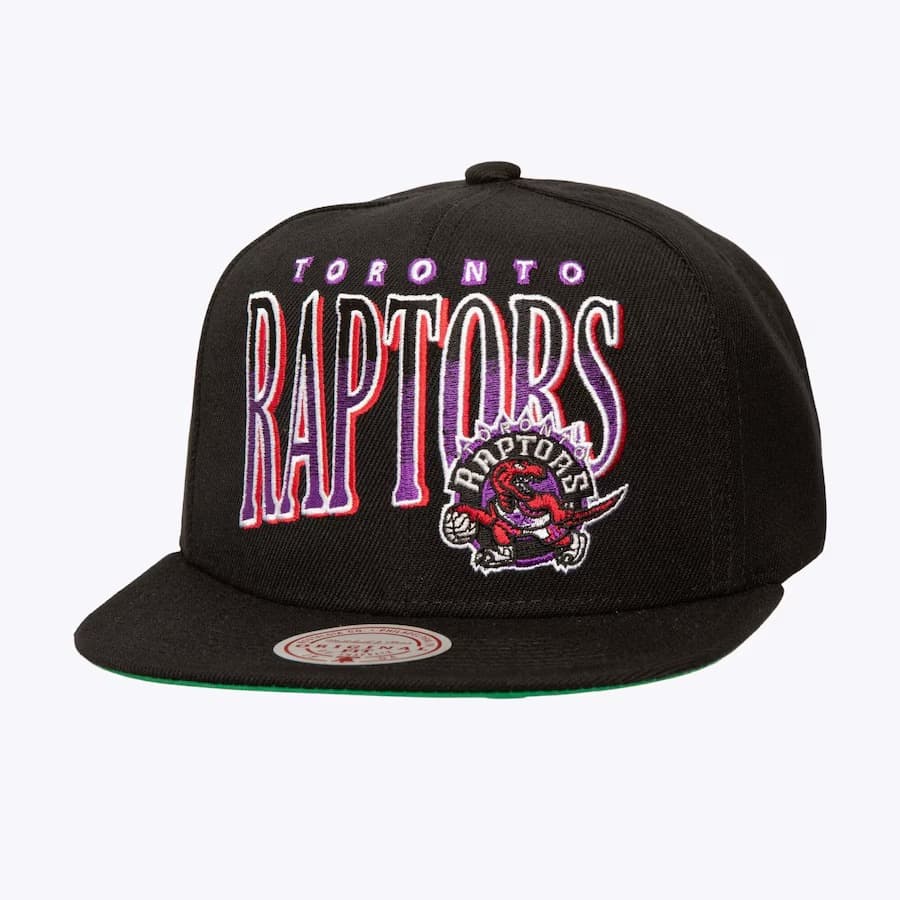 Бейсболка Mitchell & Ness Black Toronto Raptors Line Work Snapback OG Snapback Hat