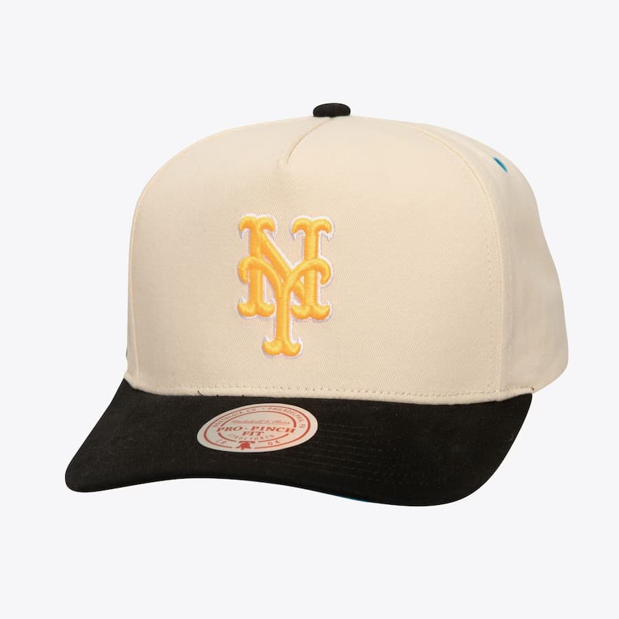 Бейсболка Mitchell & Ness Cream New York Mets Overspray Pro Crown Snapback Hat