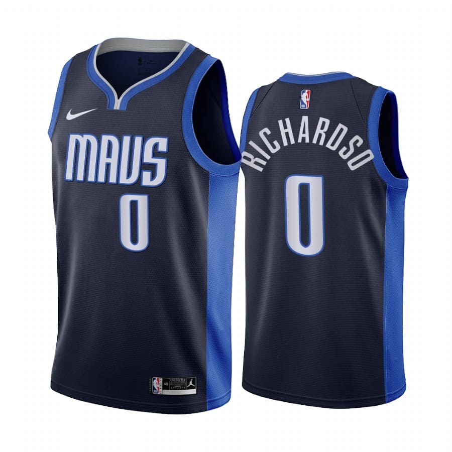 Баскетбольная джерси 2020-21 Dallas Mavericks #0 Josh Richardson Earned Edition Navy Swingman Jersey