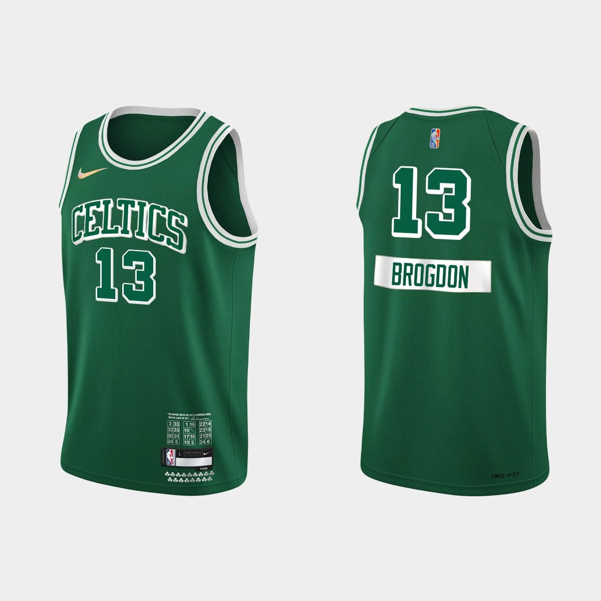 Баскетбольная джерси Boston Celtics #13 Malcolm Brogdon 75th Anniversary City Green Jersey