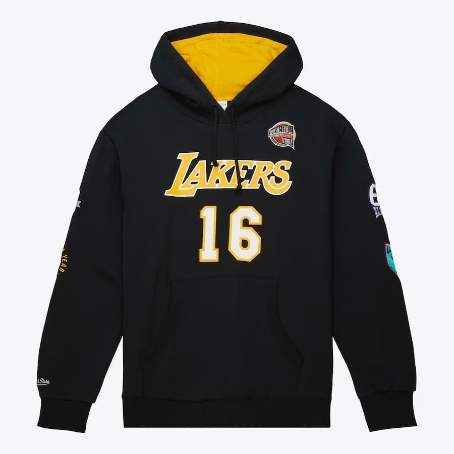 Худи Mitchell & Ness Pau Gasol Black Los Angeles Lakers 2023 Naismith Basketball Hall Of Fame Name & Number Pullover Hoodie