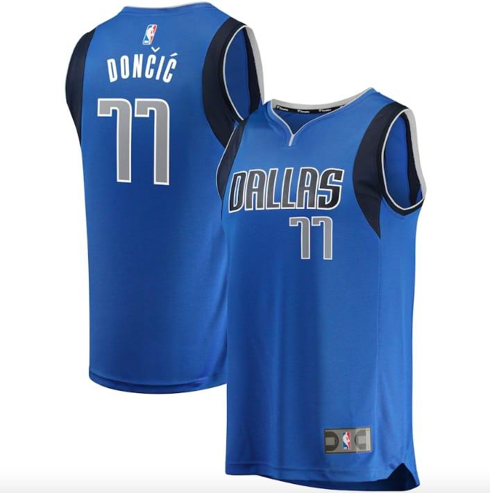 Баскетбольная джерси Dallas Mavericks #77 Luka Doncic Fast Break Icon Blue Jersey