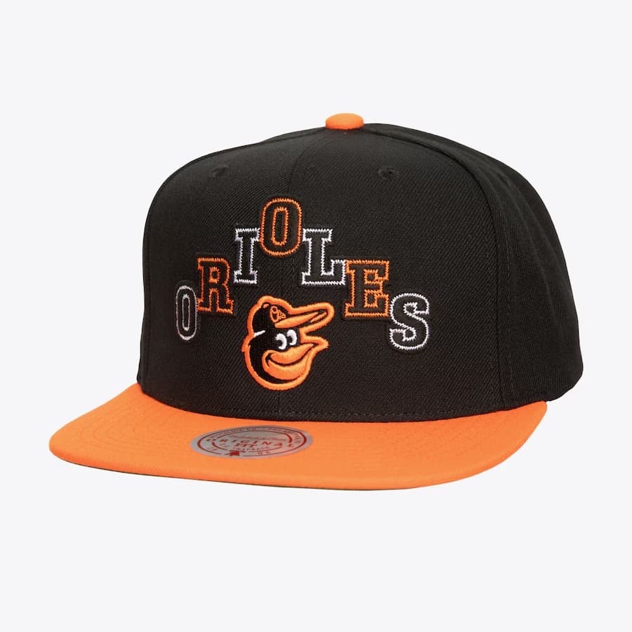 Бейсболка Mitchell & Ness Black Baltimore Orioles Uprise Snapback Hat