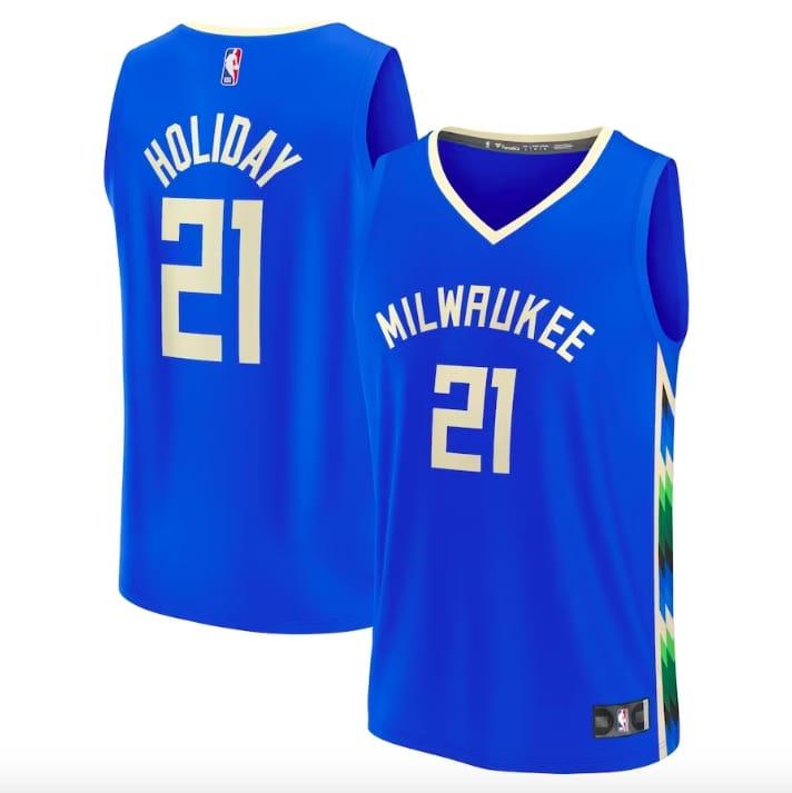 Баскетбольная джерси 2022-23 Milwaukee Bucks #21 Jrue Holiday Fastbreak City Royal Jersey