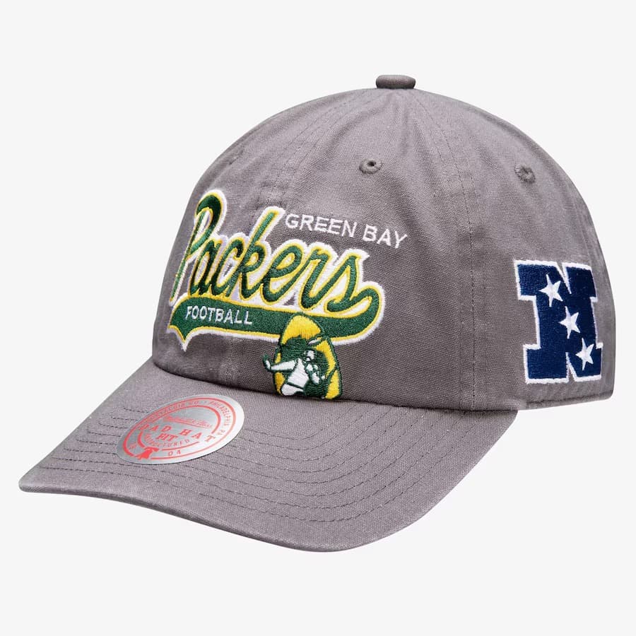 Бейсболка Mitchell & Ness Gray Green Bay Packers El Jefe Dad Adjustable Hat