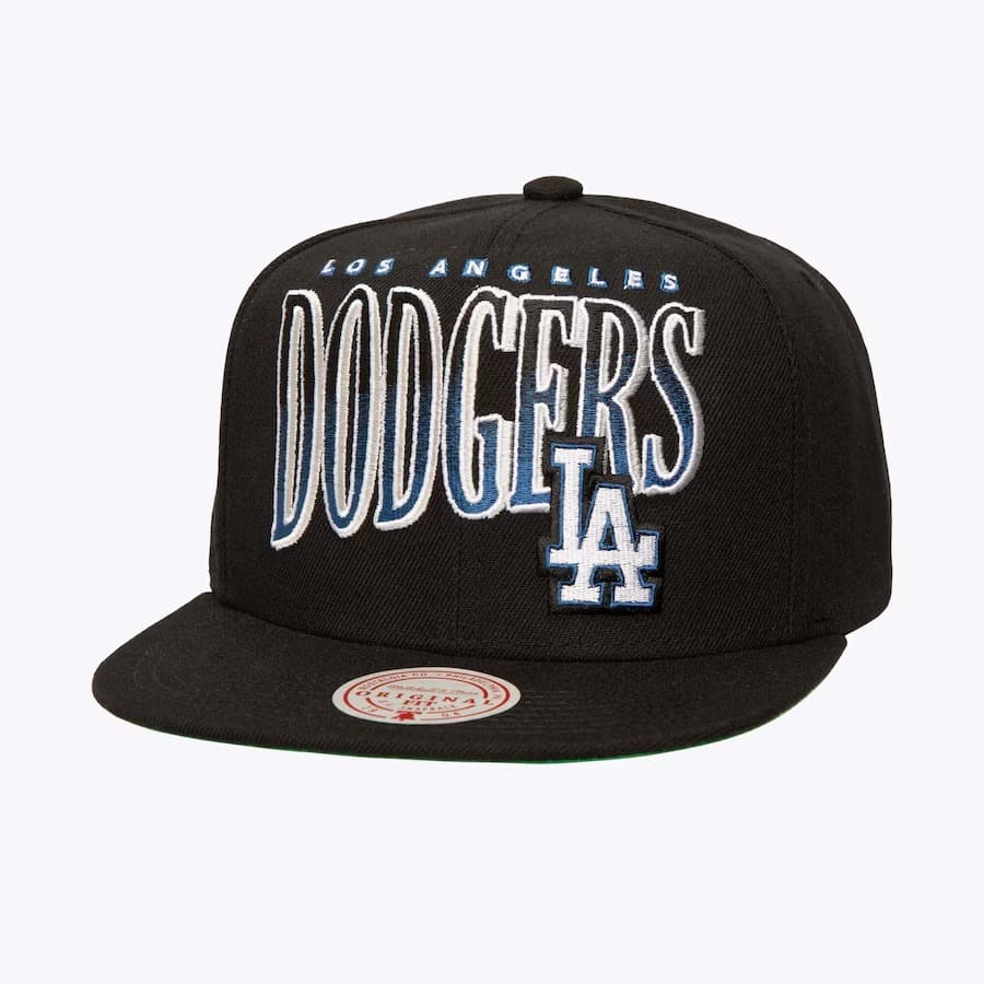 Бейсболка Mitchell & Ness Black Los Angeles Dodgers Line Work OG Snapback Hat