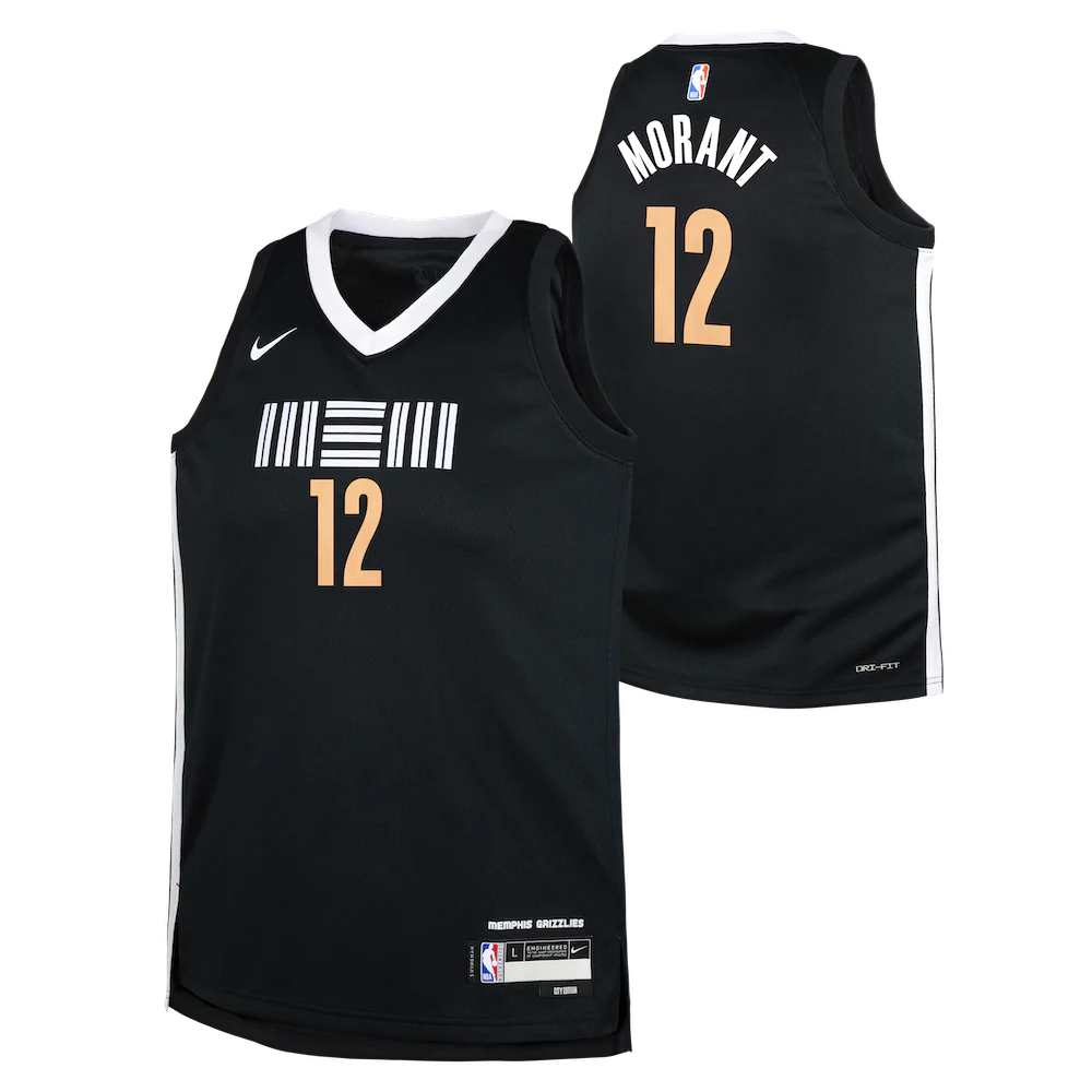 Баскетбольная джерси 2023-24 Memphis Grizzlies Ja Morant #12 Youth Swingman City Edition Black Jersey