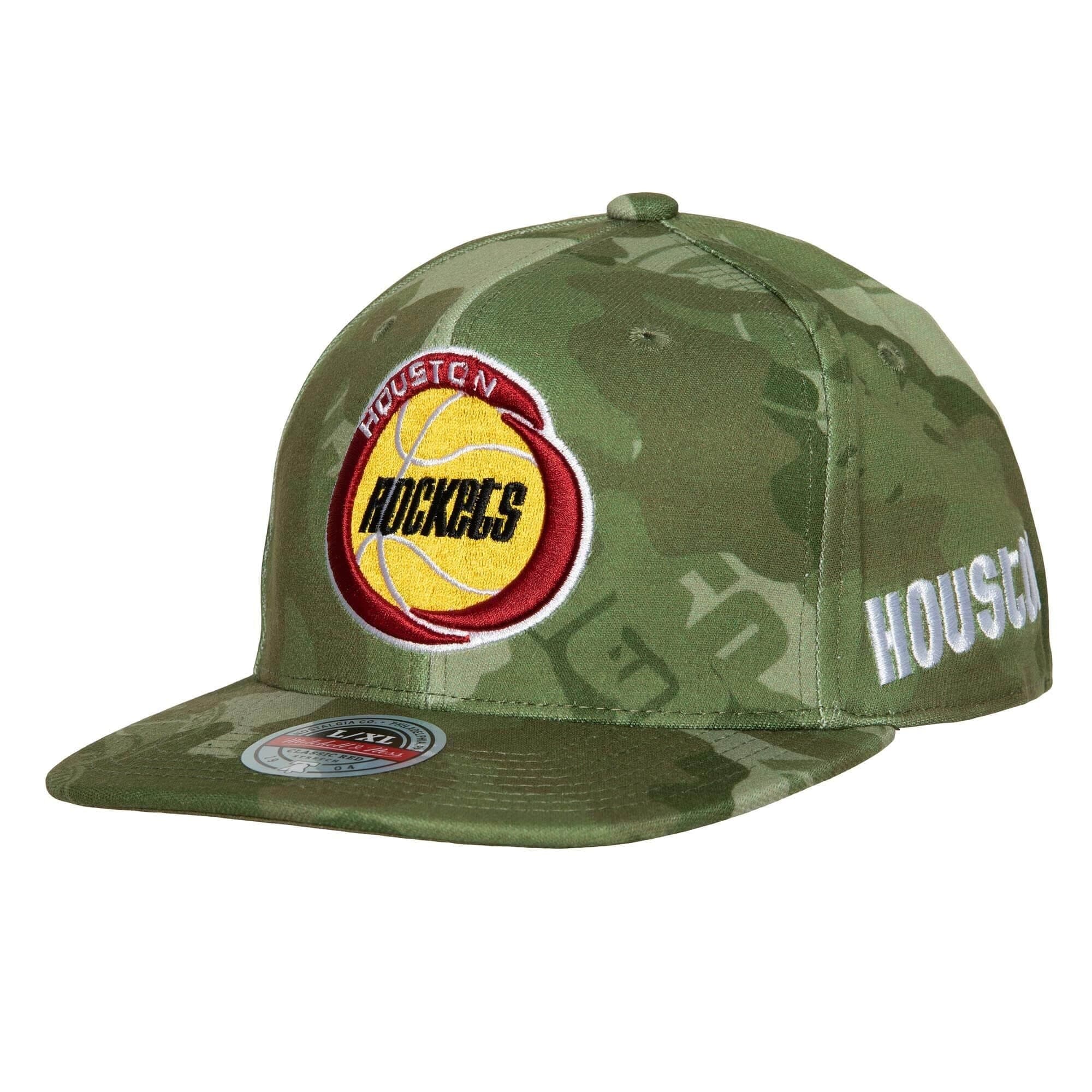 Бейсболка Mitchell & Ness Ghost Camo Stretch Fitted HWC Houston Rockets Hat