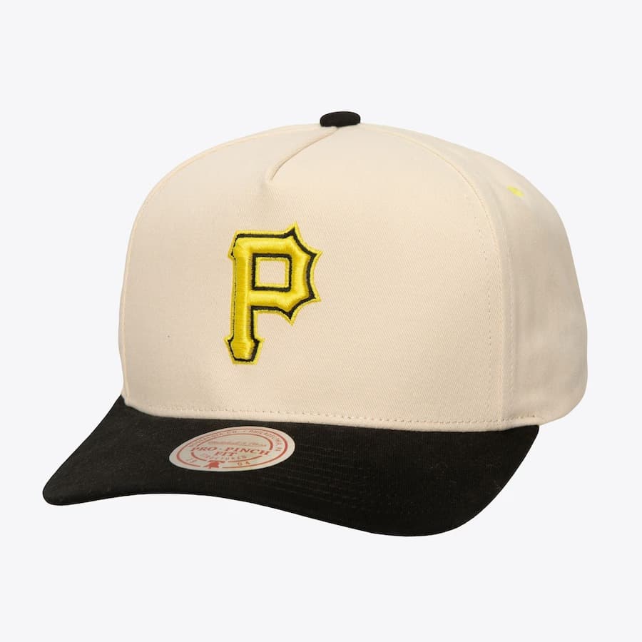 Бейсболка Mitchell & Ness Cream Pittsburgh Pirates Overspray Pro Crown Snapback Hat