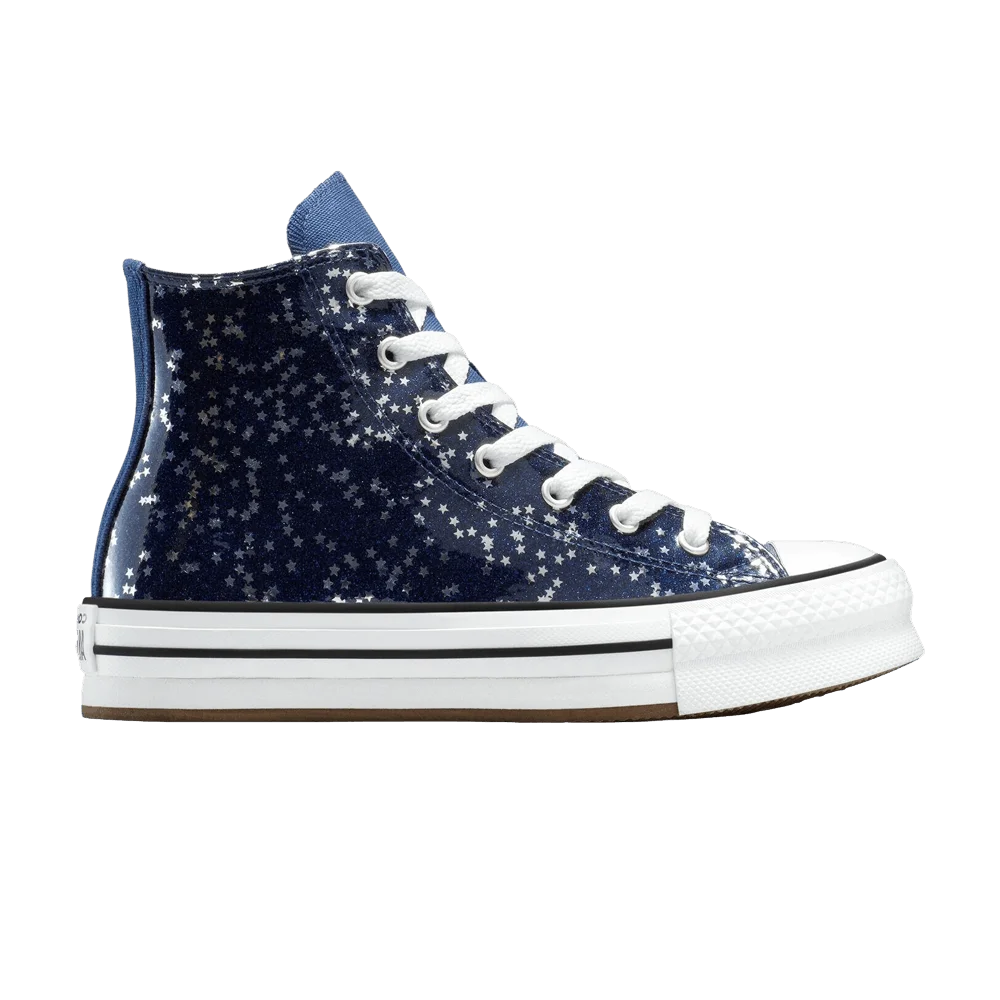 Кроссовки Converse Chuck Taylor All Star EVA Lift Platform High GS 'Navy Star Glitter'