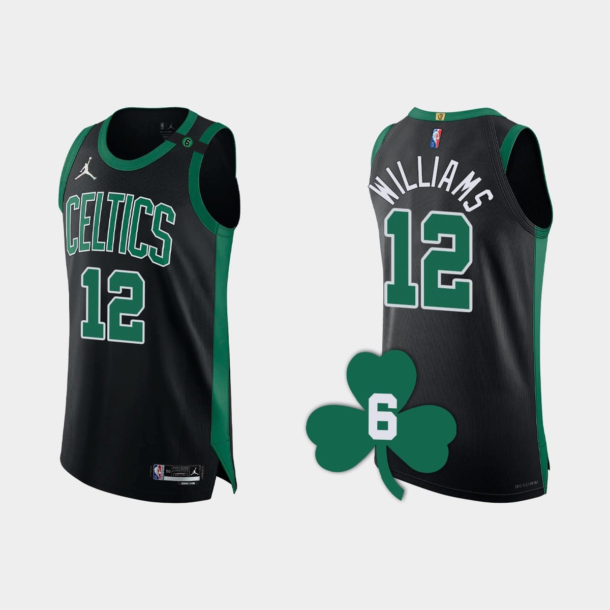 Баскетбольная джерси 2022-23 Boston Celtics #12 Grant Williams Black Authentic Retired Number Jersey