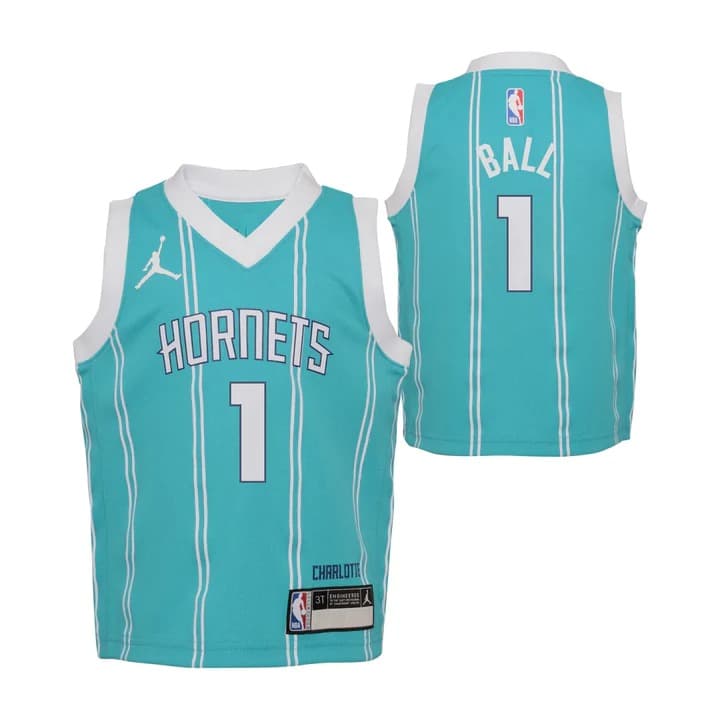 Баскетбольная джерси 2023-24 Charlotte Hornets LaMelo Ball #1 Toddler Swingman Icon Edition Teal Jersey