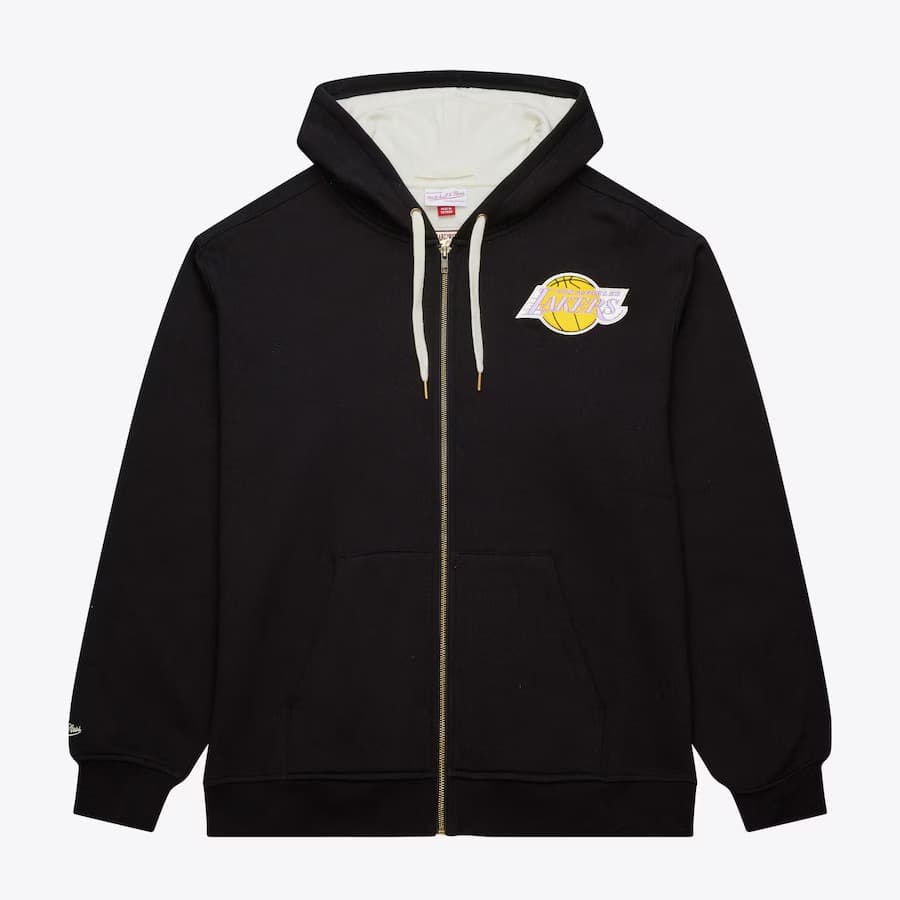 Худи Mitchell & Ness Black Los Angeles Lakers Vintage Logo Playoff Win 2.0 Full-Zip Hoodie