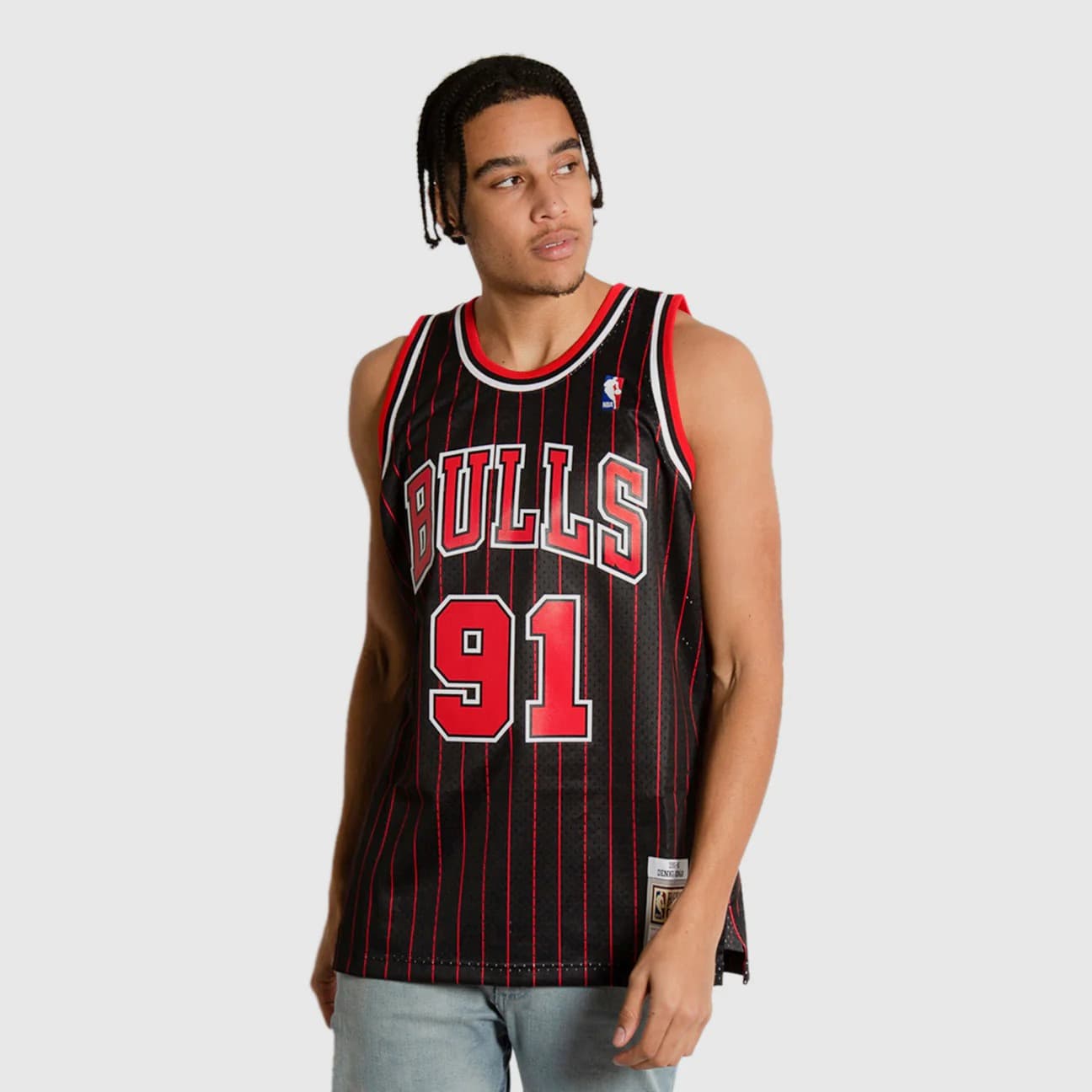 Баскетбольная джерси 1995-1996 Chicago Bulls Dennis Rodman #91 Swingman Hardwood Classic Pinstripe Jersey