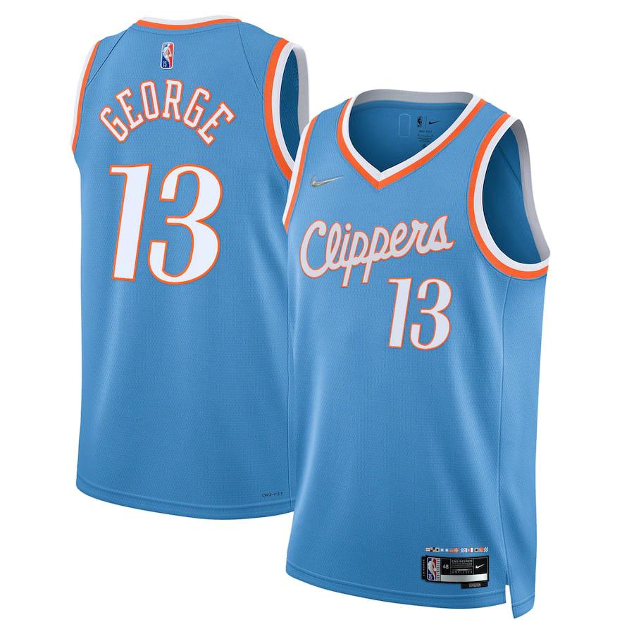 Баскетбольная джерси 2021-22 Los Angeles Clippers #13 Paul George City Edition Swingman Jersey Blue