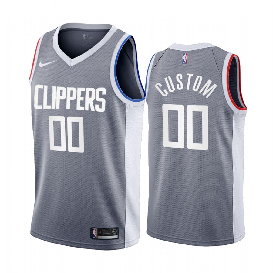 Баскетбольная джерси 2020-21 LA Clippers #00 Custom Earned Edition Gray Swingman Jersey