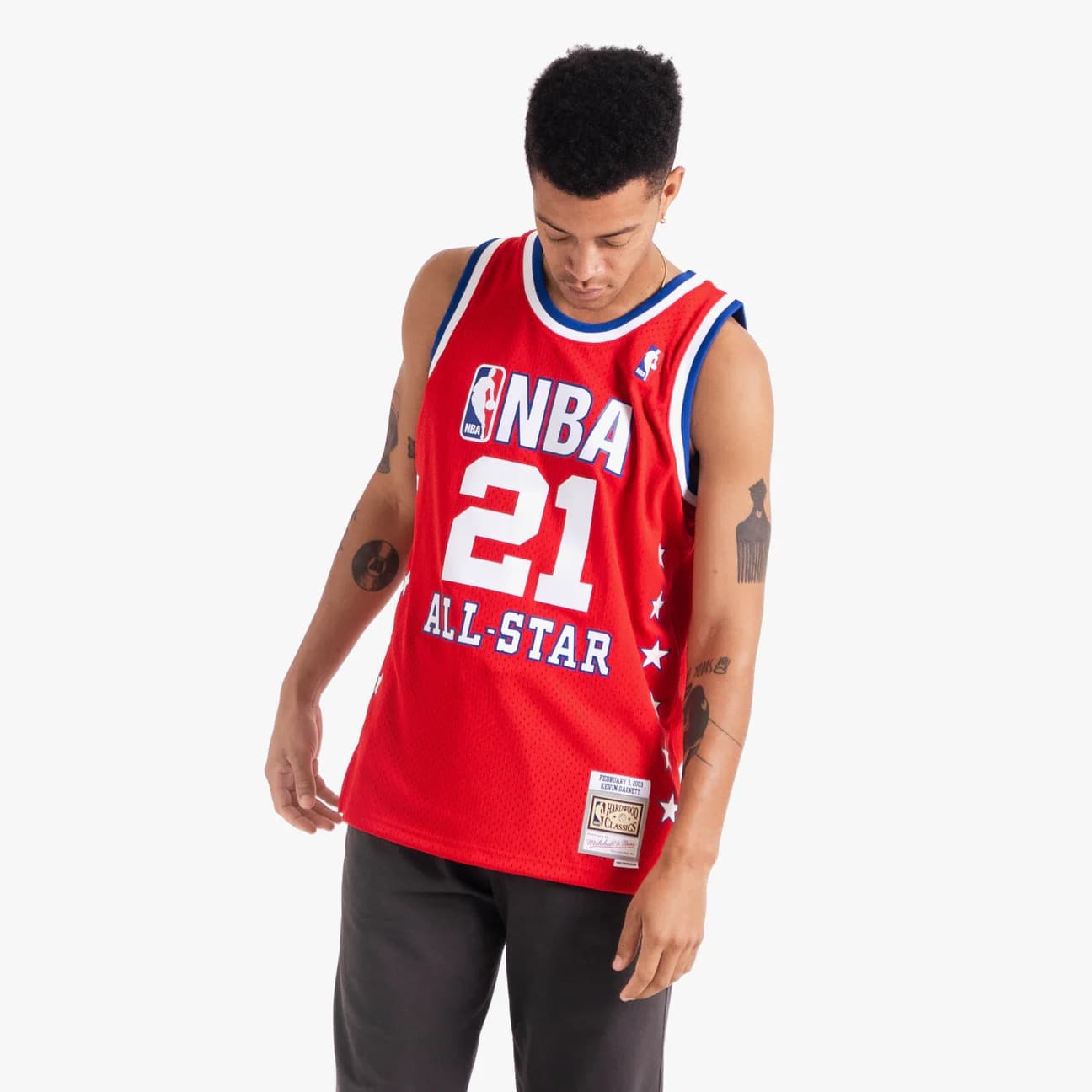 Баскетбольная джерси 2003 All Star Game Kevin Garnett #21 Swingman Hardwood Classics Red Jersey