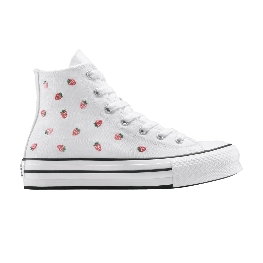 Кроссовки Converse Chuck Taylor All Star EVA Lift Platform High GS 'Embroidered Strawberries'