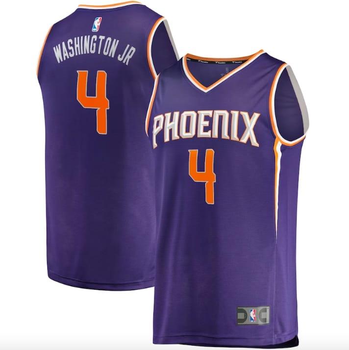 Баскетбольная джерси 2022-23 Phoenix Suns #4 Duane Washington Jr. Fast Break Icon Purple Jersey