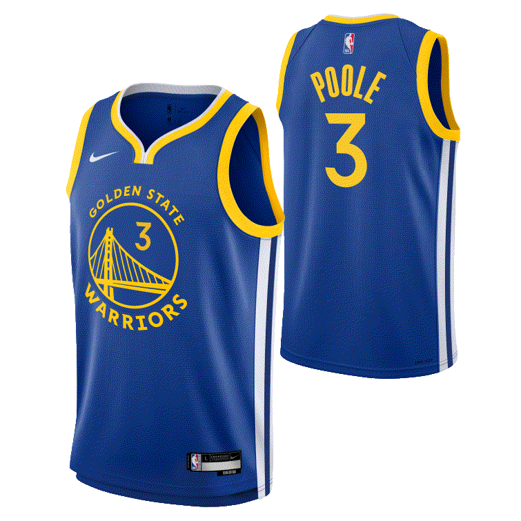 Баскетбольная джерси 2023-24 Golden State Warriors Jordan Poole #3 Youth Swingman Icon Edition Blue Jersey