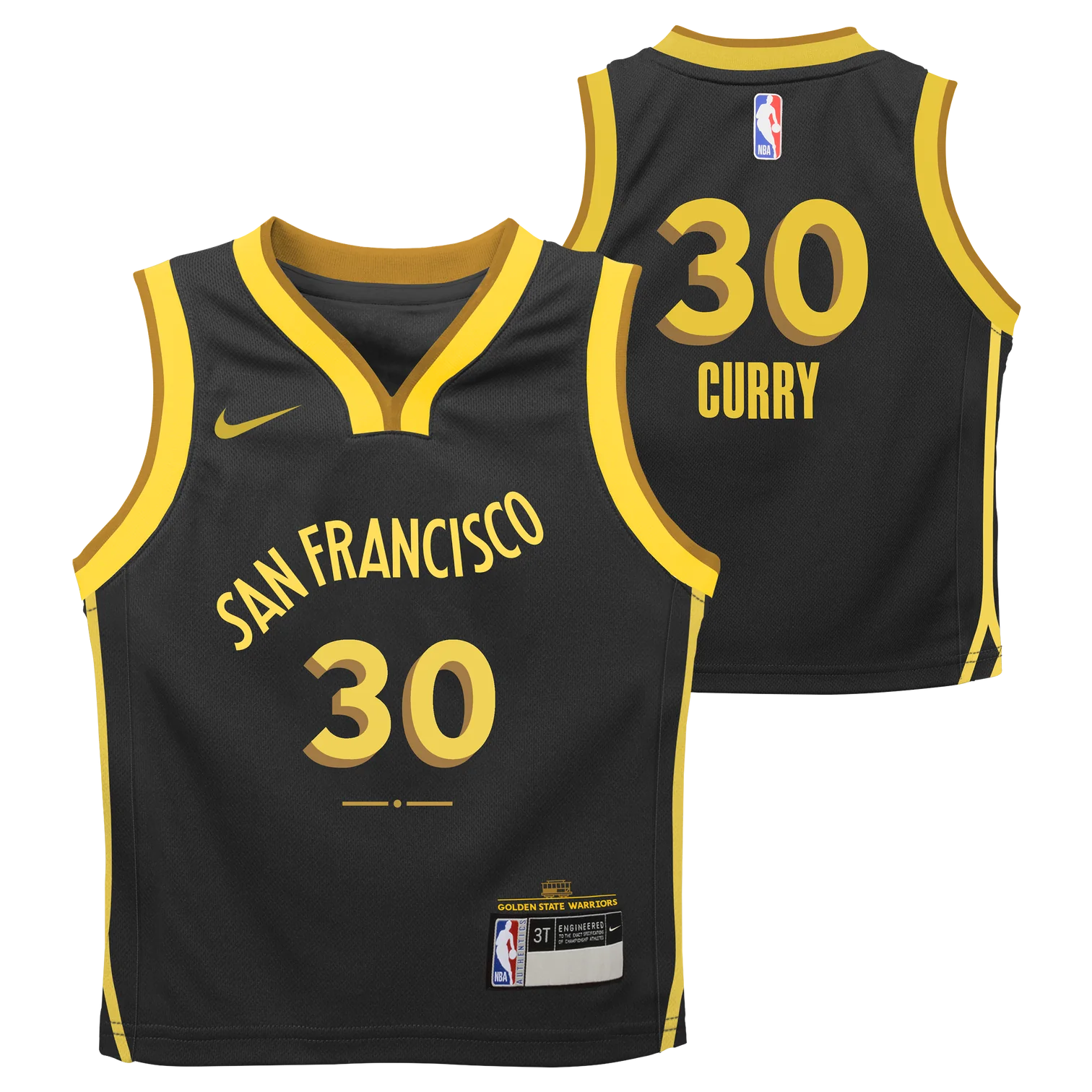 Баскетбольная джерси 2023-24 Golden State Warriors Stephen Curry #30 Toddler City Edition Black Jersey