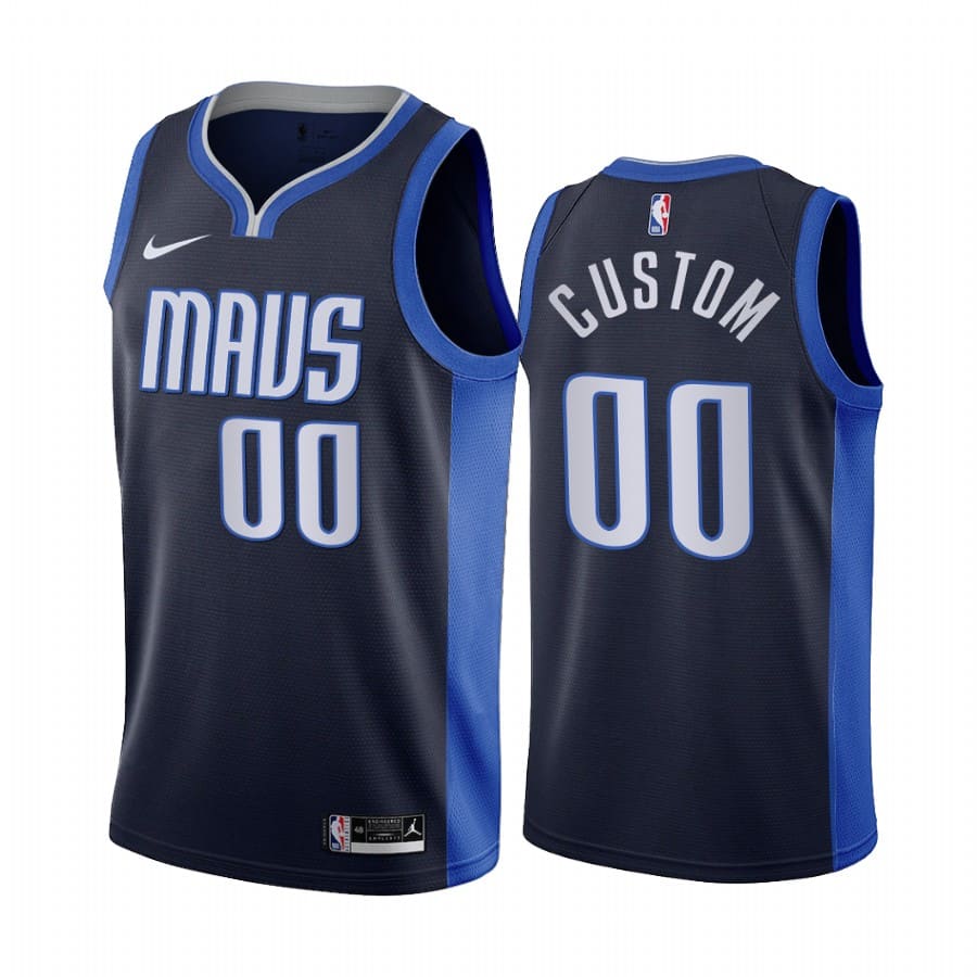 Баскетбольная джерси 2020-21 Dallas Mavericks #00 Custom Earned Edition Navy Swingman Jersey