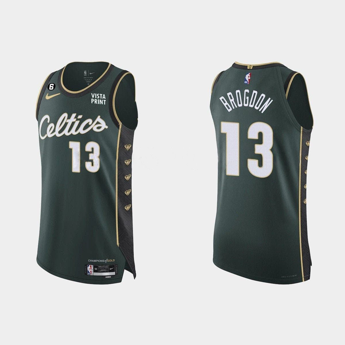Баскетбольная джерси 2022-23 Boston Celtics #13 Malcolm Brogdon Authentic Green City Jersey