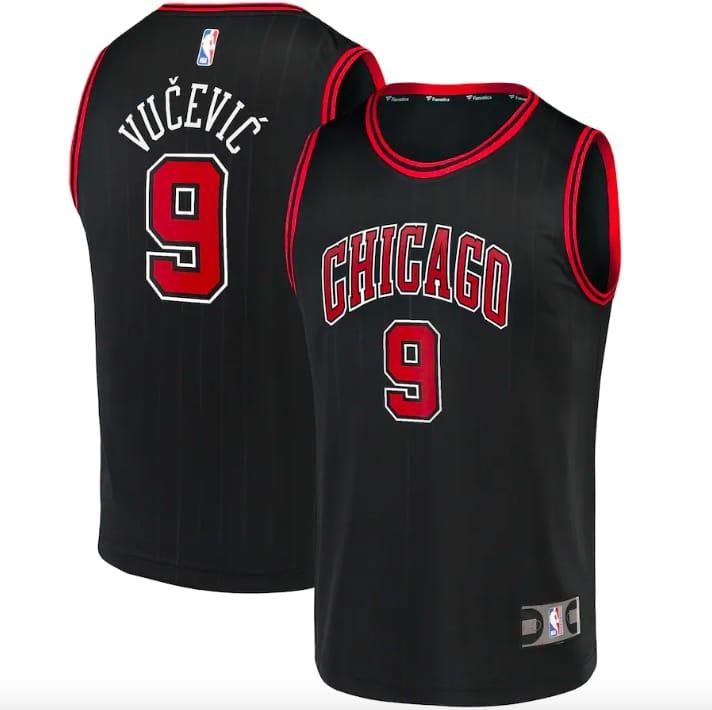Баскетбольная джерси 2022-23 Chicago Bulls #9 Nikola Vucevic Fast Break Statement Black Jersey