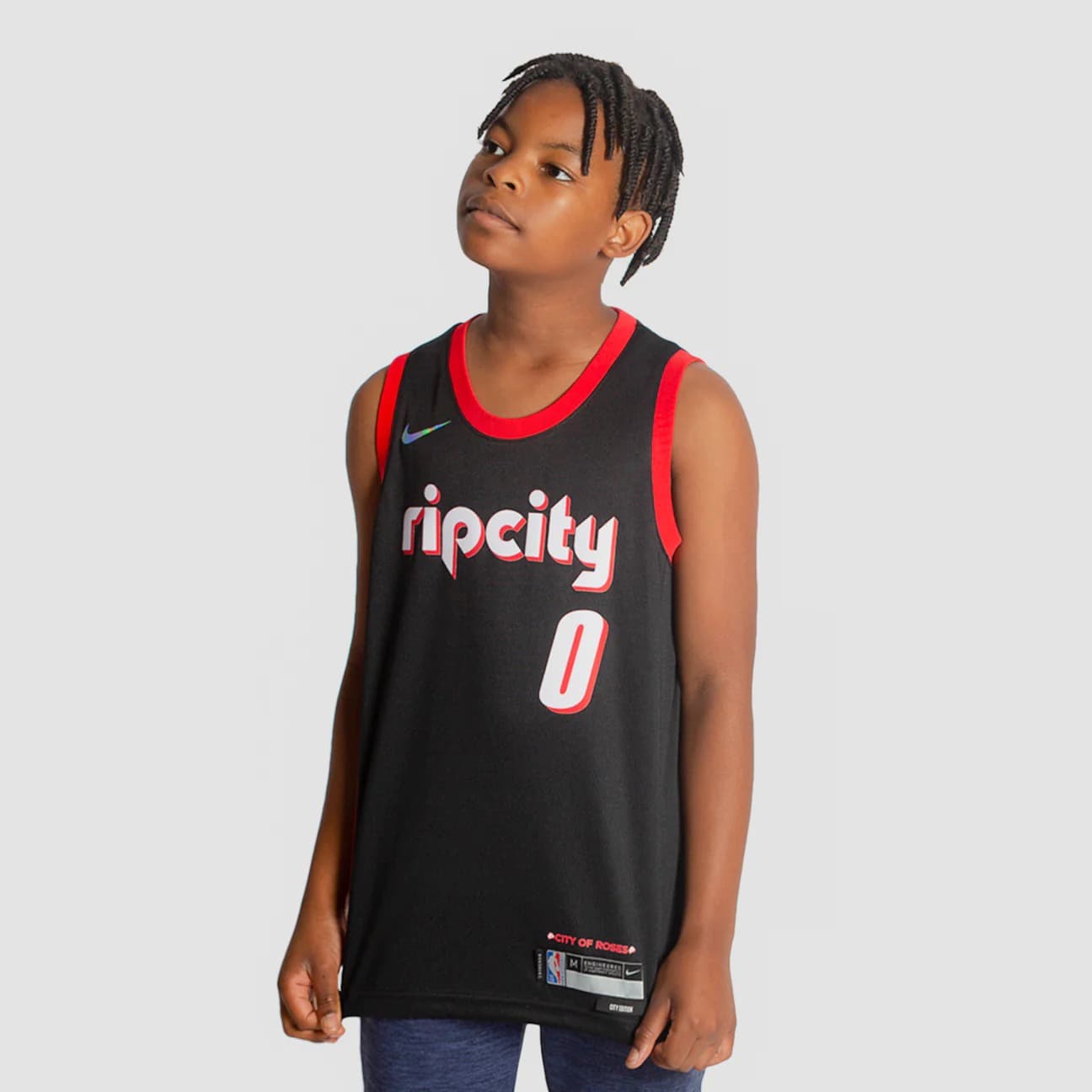 Баскетбольная джерси 2021-22 Portland Trail Blazers Damian Lillard #0 Youth Swingman Mixtape City Edition Black Jersey