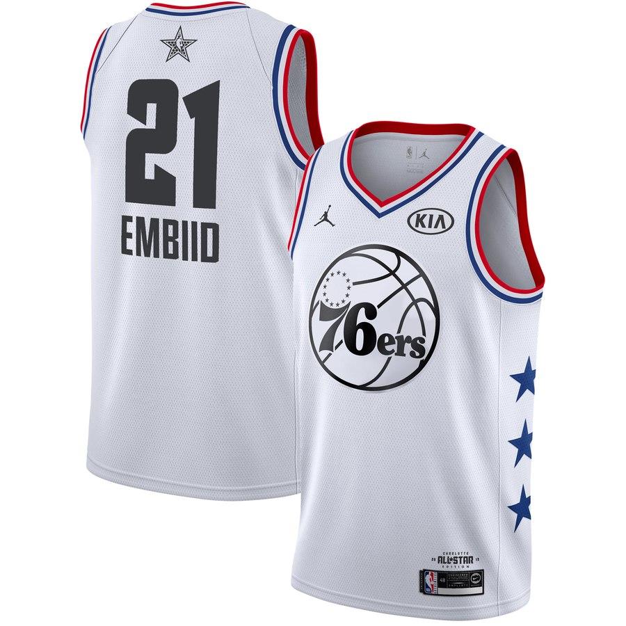 Баскетбольная джерси 2019 NBA All-Star 76ers Joel Embiid #21 White Swingman Jersey