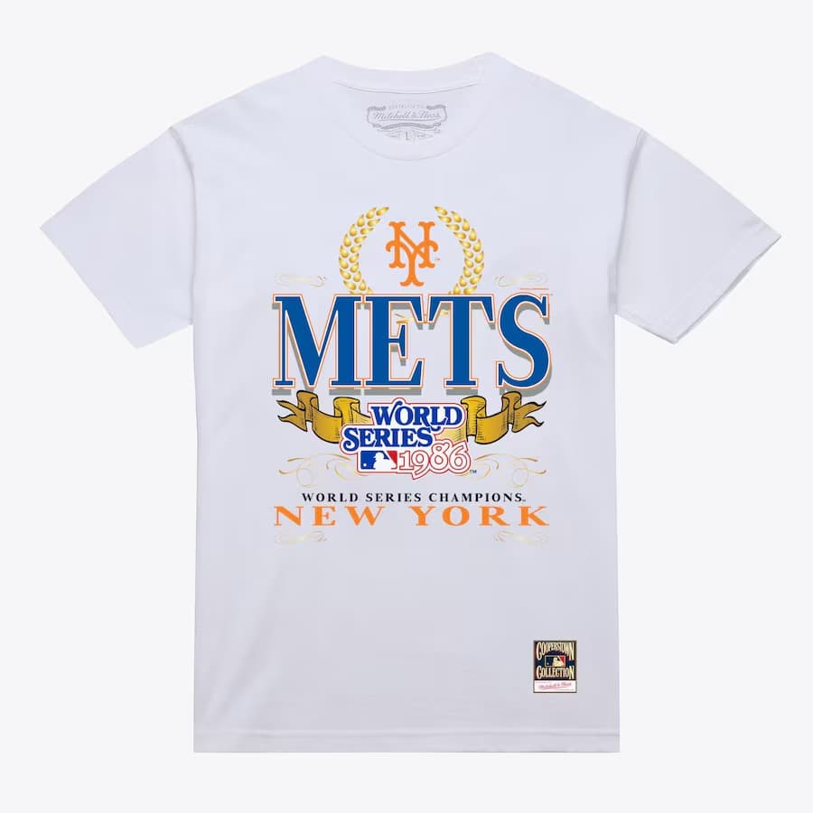 Футболка Mitchell & Ness White New York Mets Pennant Chase T-Shirt