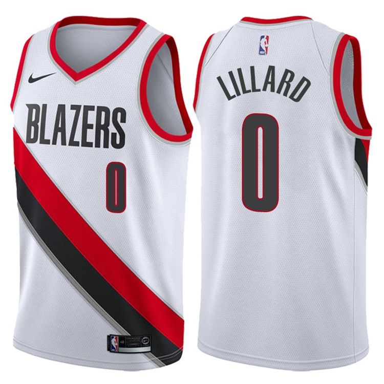 Баскетбольная джерси 2017-18 Damian Lillard Portland Trail Blazers #0 Association White