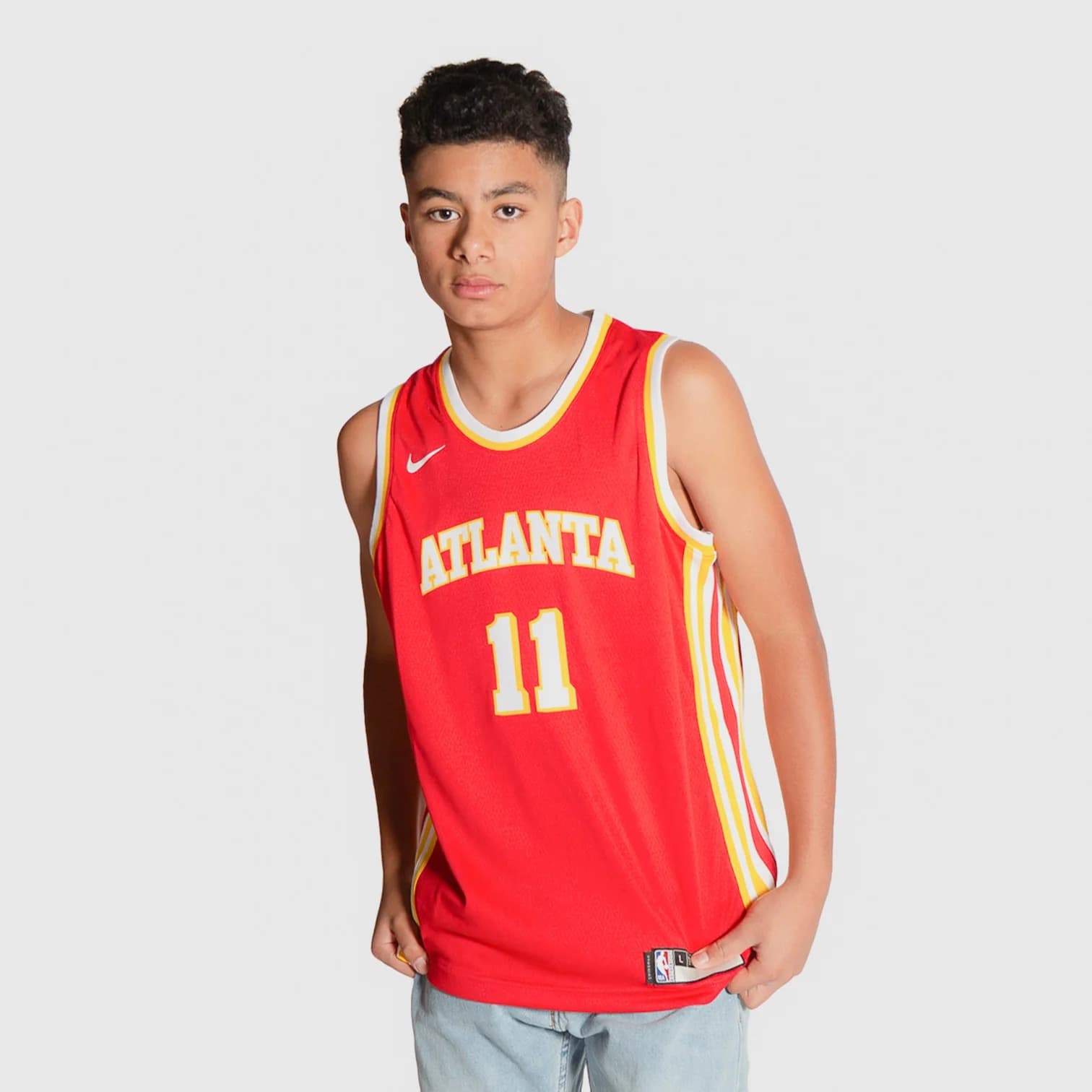 Баскетбольная джерси 2021-22 Atlanta Hawks Trae Young #11 Youth Swingman Icon Edition Red Jersey