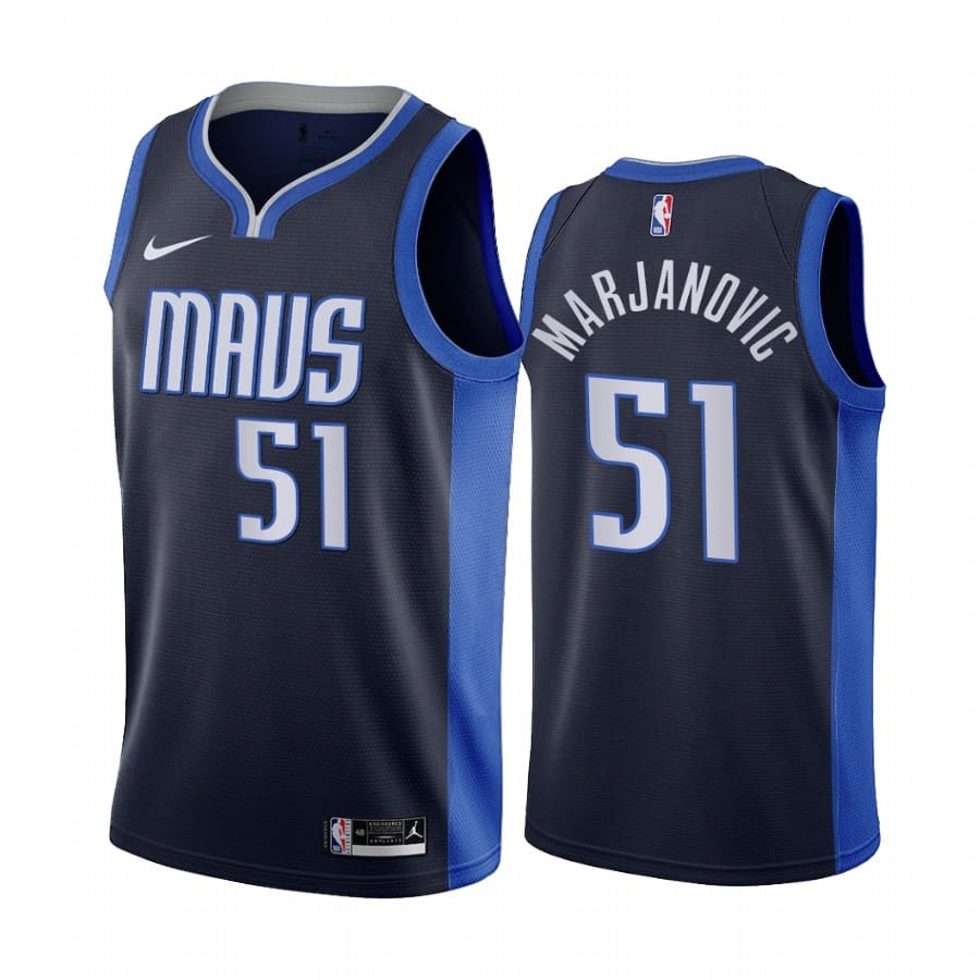 Баскетбольная джерси 2020-21 Dallas Mavericks #51 Boban Marjanovic Earned Edition Navy Swingman Jersey