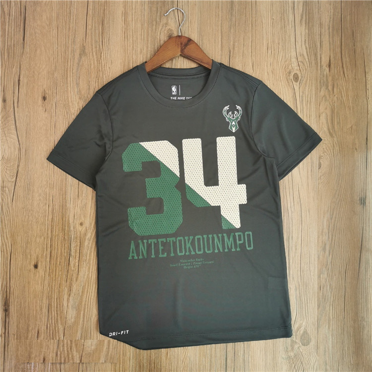 Футболка 2020 Antetokounmpo 34 Milwaukee Gray Tee